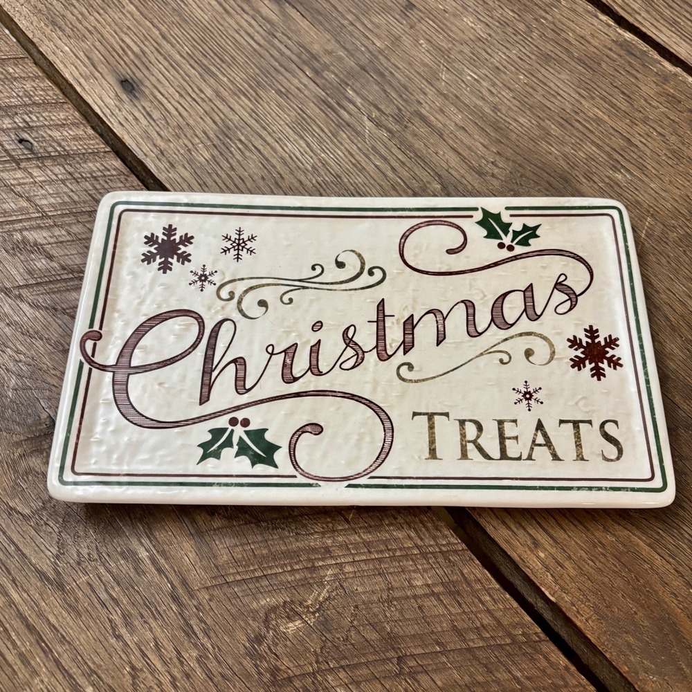 Creative‎ Co-op Christmas Treats Plate Serving Tray Holiday Decor Festive